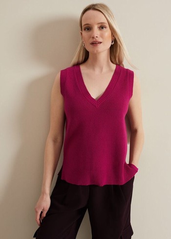 Phase Eight Marianna V Neck Knitwear Purple Australia | TH3067298